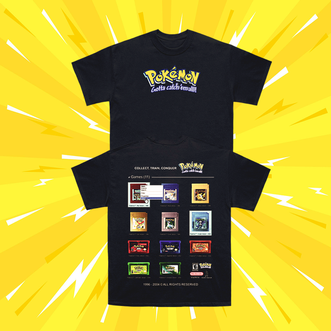 History Of Pokemon Gameboy - Black Tee
