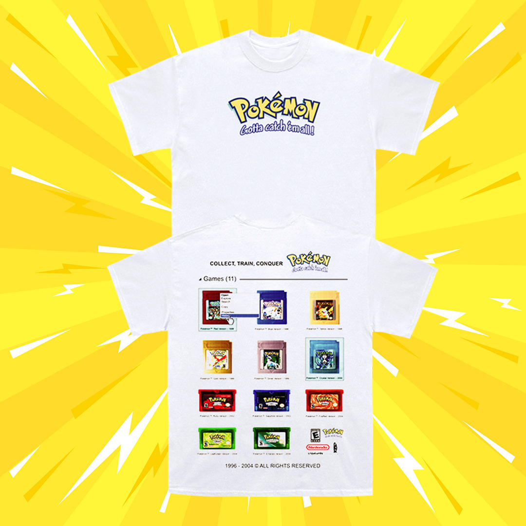 History Of Pokemon Gameboy - White Tee